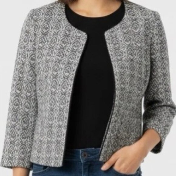 Anthropologie Pleione Bellatrix Three Quarter Sleeve Geo Tweed Jacket Size S NWT - Picture 2 of 2